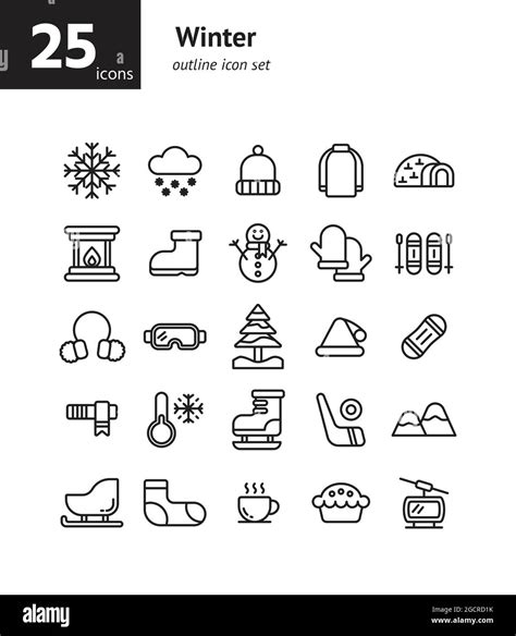 winter outline icon set vector and illustration stock vector image and art alamy