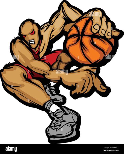 Basketball Player Cartoon Dribbling Basketball Vector Illustration