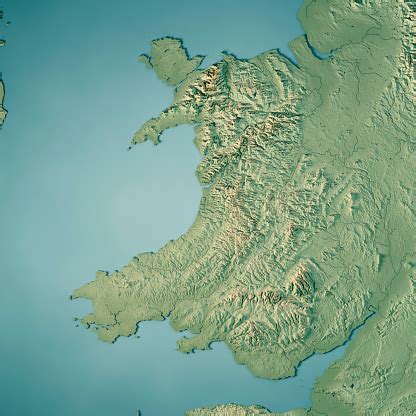 Slightly conical shape found in much of the rest of wales. Wales Country 3d Render Topographic Map Stock Photo - Download Image Now - iStock