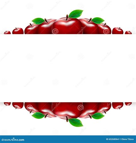 Border Of Red Apples Template For Your Design Stock Vector