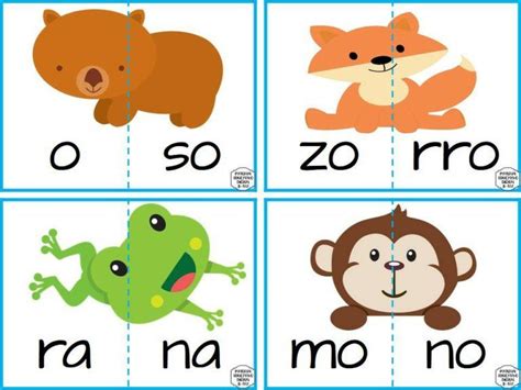 Los comparativos en español con ejercicios. Estupendas tarjetas de animales divididas por sílabas para ...