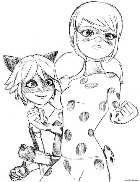 Ladybug Girl And Cat Noir Coloring