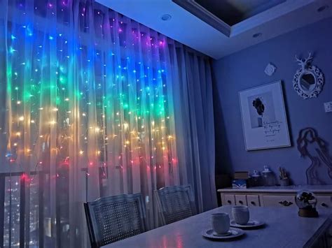 Rainbow Curtain Lights For Bedroom Party Indoor Christmas Etsy In