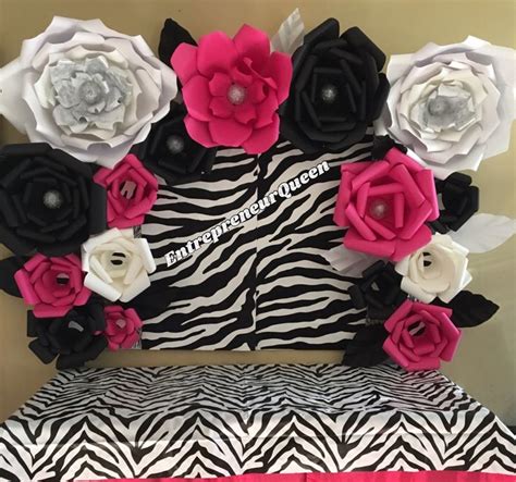 Barbie Zebra Print Birthday Party Candy Table Paper Flower Backdrop