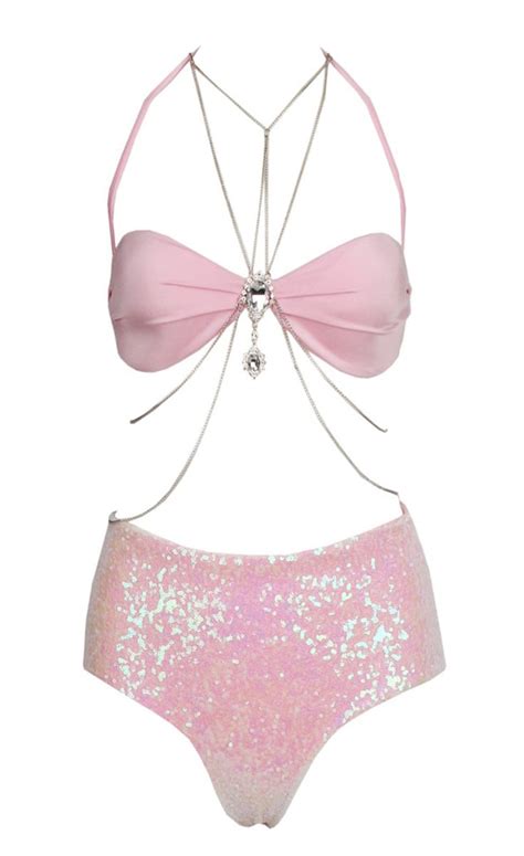 59 99 sequins chains decorated pink bra sets high waisted bikini sequin bikini bikinis