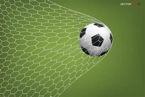 Soccer Football Ball In Goal And White Net Vector Stock Vector