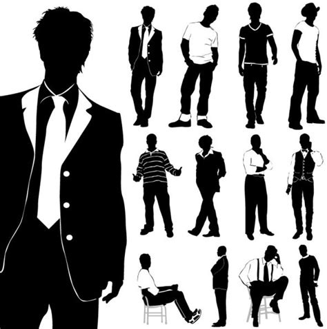 Fashion Men Silhouettes Vector Vectors Graphic Art Designs In Editable