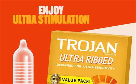 Trojan Ultra Ribbed Lubricated Condoms Pack Trojan Amazon Ca Health Personal Care