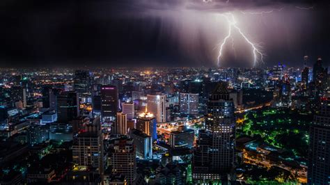 Lightning Storm At Night Bangkok 4k Hd World 4k Wallpapers Images