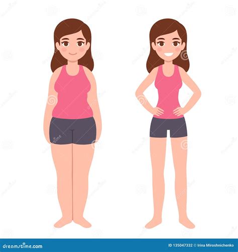 Overweight And Slim Woman Stock Vector Illustration Of People 135047332