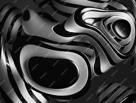 Premium Photo 3d Black And White Art With Part Of Spherical Metallic