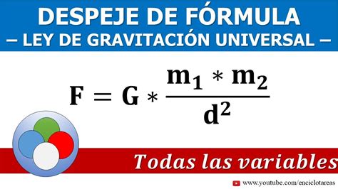 Despeje De FÓrmulas Ley De GravitaciÓn Universal Todas Las Variables