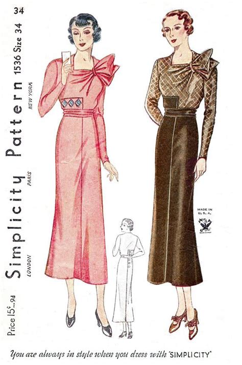 Vintage Sewing Pattern Reproduction 1930s 30s Dress Day Or Etsy In
