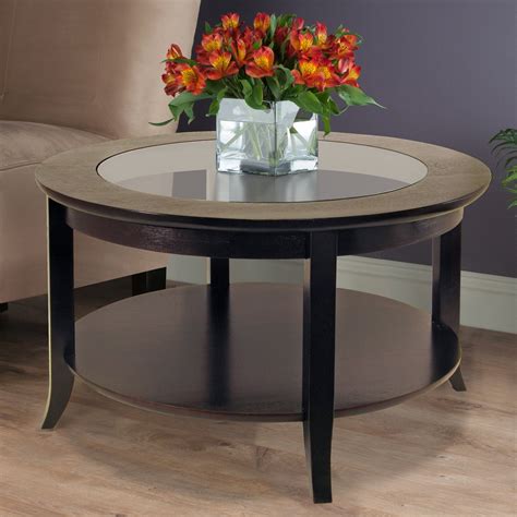 Winsome Wood Genoa Round Coffee Table With Glass Top Espresso Finish