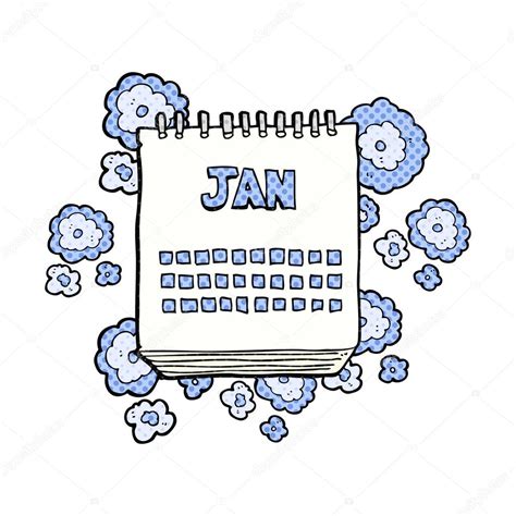Cartoon Calendar Showing Month Of January Stock Vector Image By