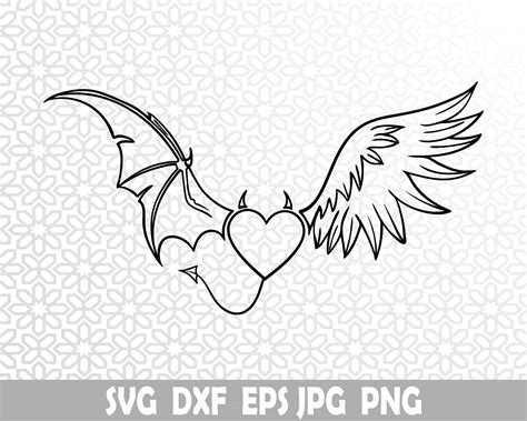 Angel And Devil Wings Svg Dxf  Png Eps Cricut Svg Etsy
