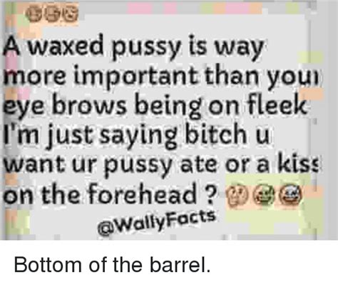 a waxed pussy is way more important than youn eye brows being on fleek i m just saying bitch u