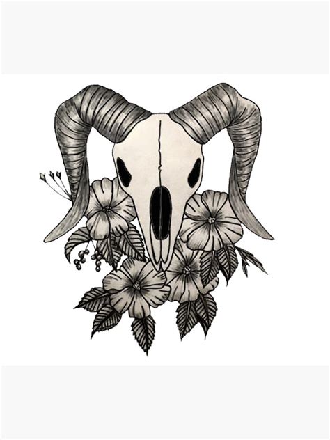 Ram Skull Tattoo Design Art Print For Sale By Rebellemagazine Redbubble