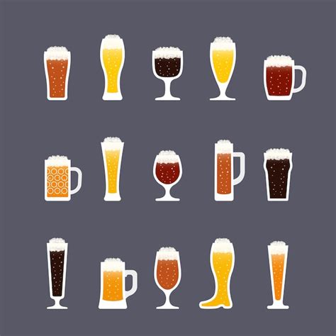 premium vector beer icons set in flat style bottles and glasses various colors icon set in