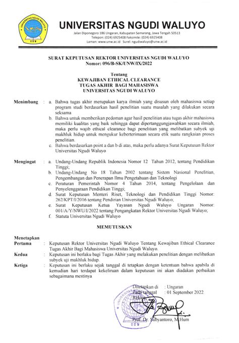 Sk Kewajiban Ec Komisi Etik Penelitian Universitas Ngudi Waluyo