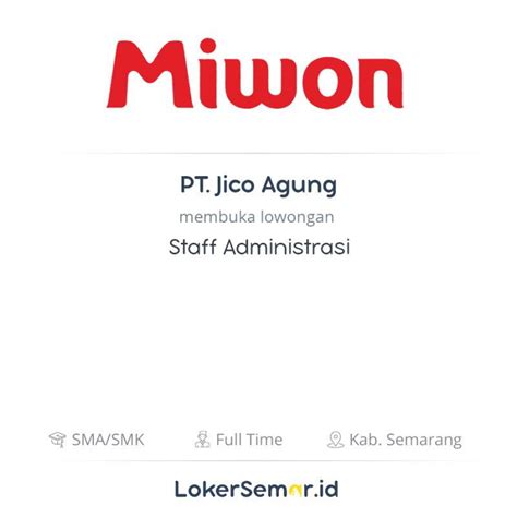 Check spelling or type a new query. Lowongan Kerja Staff Administrasi di PT. Jico Agung ...