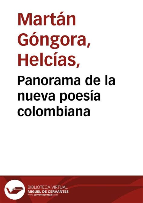 Panorama De La Nueva Poesía Colombiana Biblioteca Virtual Miguel De Cervantes