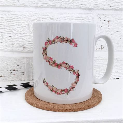 Personalised Floral Initial Mug By Kelly Connor Designs