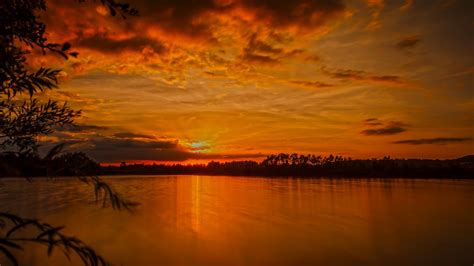 Wallpaper Sunset Horizon Sky River Hd Picture Image
