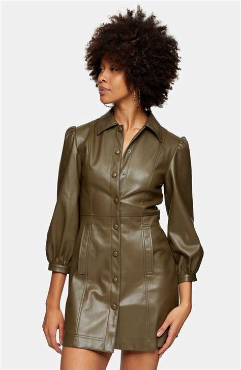 Topshop Long Sleeve Faux Leather Shirtdress Best Long Sleeved Dresses