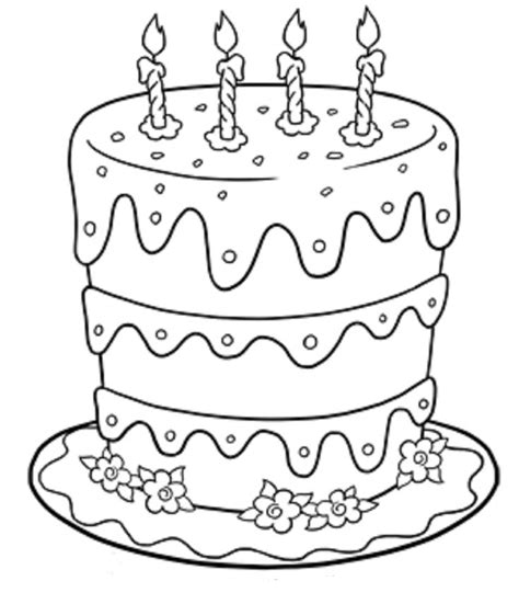 Layered Birthday Cake Coloring Pages | Cake drawing, Birthday cake illustration, Birthday