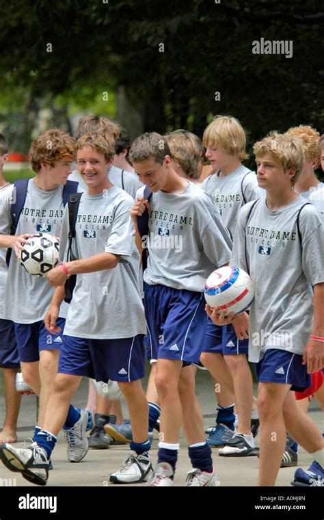 Teenage Boys Soccer Team At The University Of Notre Dame Summer Camp
