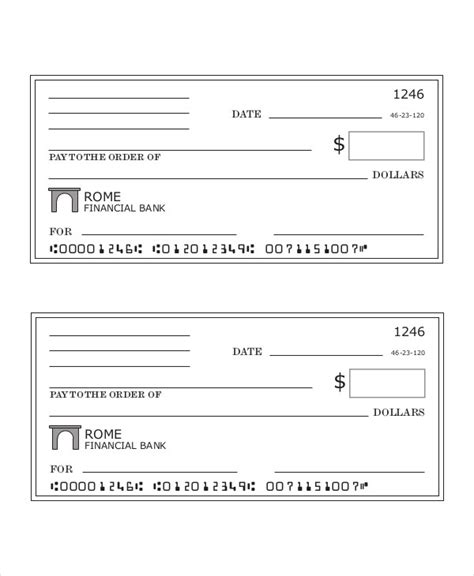 Blank Check Templates For Microsoft Word 4 Templates Example