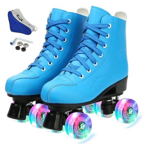 Buy Leafis Womens Roller Skates Classic Leather High Top Double Row