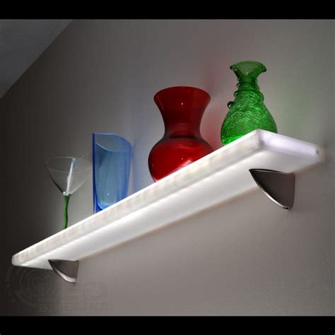 Acrylic Led Floating Shelf Home Bar Shelves W Led Lighting