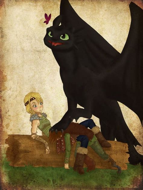 Astrid And Hiccup Getting Knocked Down As Toothless Tries To Eat A Butterfly How To Train