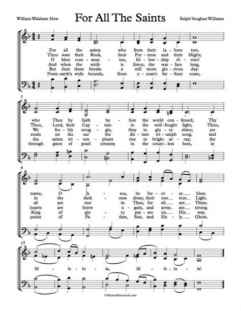 Free Choir Sheet Music For All The Saints By Ralph Vaughan Williams