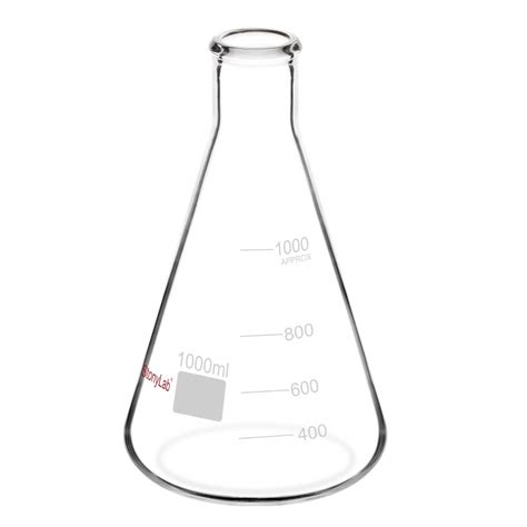 Stonylab 1 Pack 1000 Ml Narrow Mouth Erlenmeyer Glass Flasks With