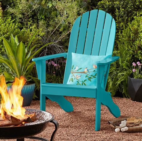 Designed to shed rainwater, the chair's slatted styling with shell back shaping provides exceptional form and function. Mainstays Wood Outdoor Adirondack Chair, Turquoise Blue Color - Walmart.com - Walmart.com