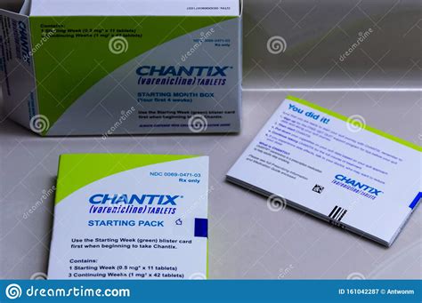 A Box Of Chantix Medication With Guides And Warnings On A Counter