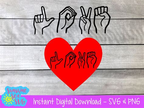 Love Asl American Sign Language Svg Png Cut File Instant Etsy