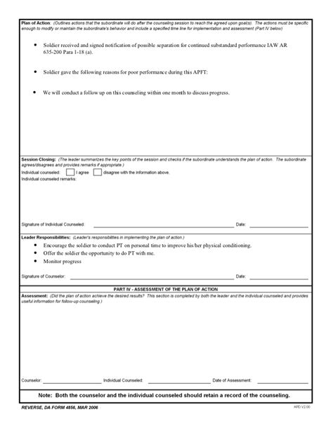 Record Apft Failure Counseling Template