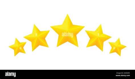 Five Golden Rating Star Vector Illustration In White Background Stock