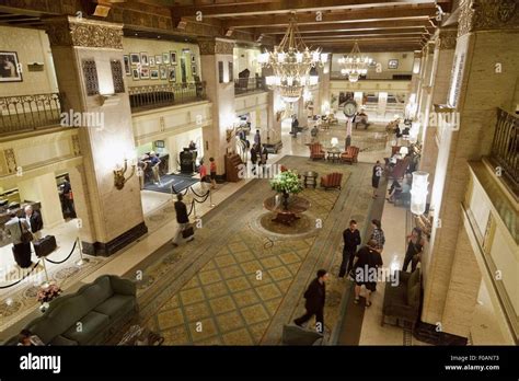 People At Lobby Of Fairmont Royal York Hotel Toronto Canada Elevated