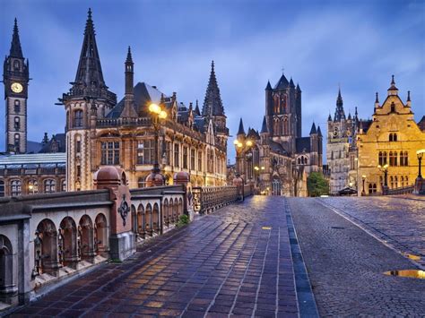 Ghent Belgium City Gothic Style Of Architecture Desktop