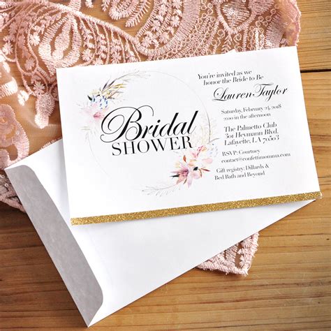Bridal Shower Invitations With Envelopes We Print Cut Glue And Ship