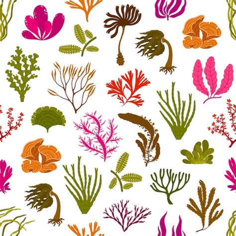Premium Vector Underwater Seaweed Plants Seamless Tile Pattern
