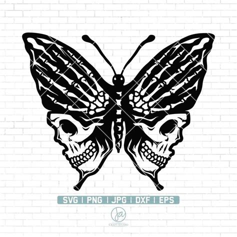 Skull Butterfly Svg Skeleton Svg Butterfly Svg Gothic Etsy