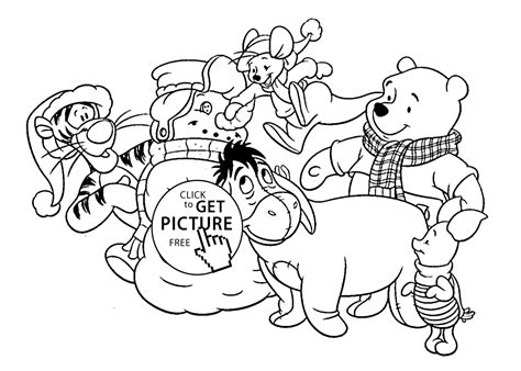 Pooh bear christmas coloring pages. Christmas Winnie and friends coloring pages for kids ...