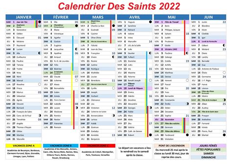 Gratuit Imprimables Calendrier Des Saints 2022 Modèle Dans