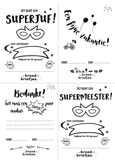 Bedankt Juf! Bedankt Meester! BroodBriefjes.nl Bedankt, Cadeautjes